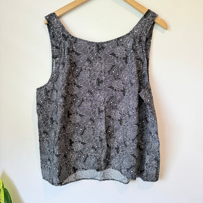 Spirit Tank Top in Black and White Paisley Print - Size 18
