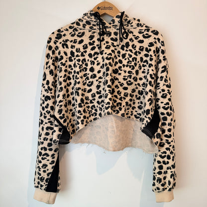 Brand Unknown Size L Cropped Leopard Print CropHoodie