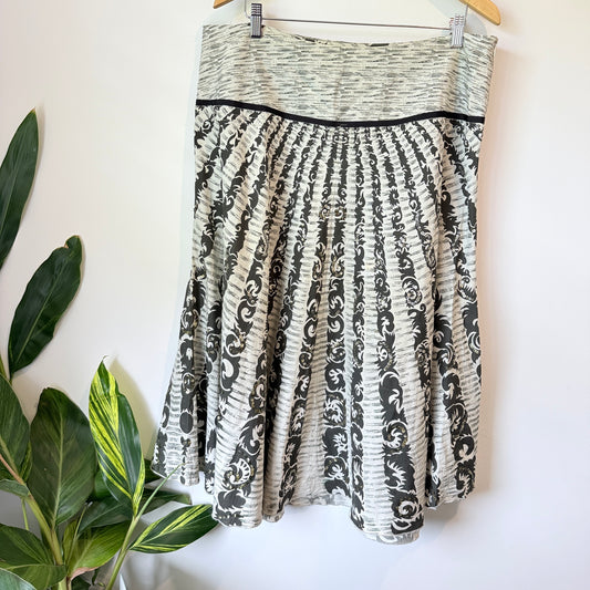 Verge Skirt in Black and Cream Abstract Print - Size 18