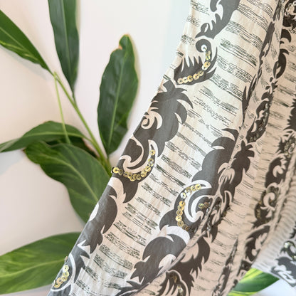 Verge Skirt in Black and Cream Abstract Print - Size 18