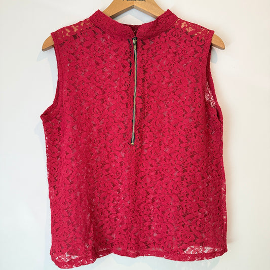 Mayra Size L Floral-Lace Sleeveless Top