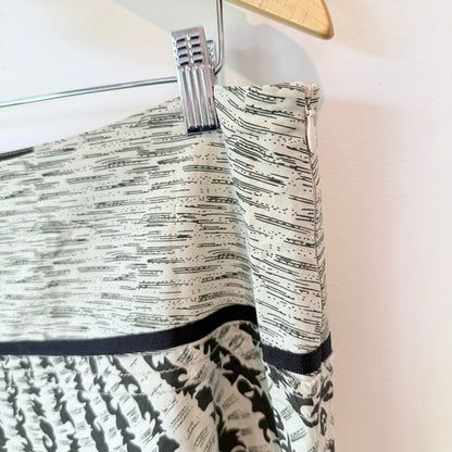 Verge Skirt in Black and Cream Abstract Print - Size 18
