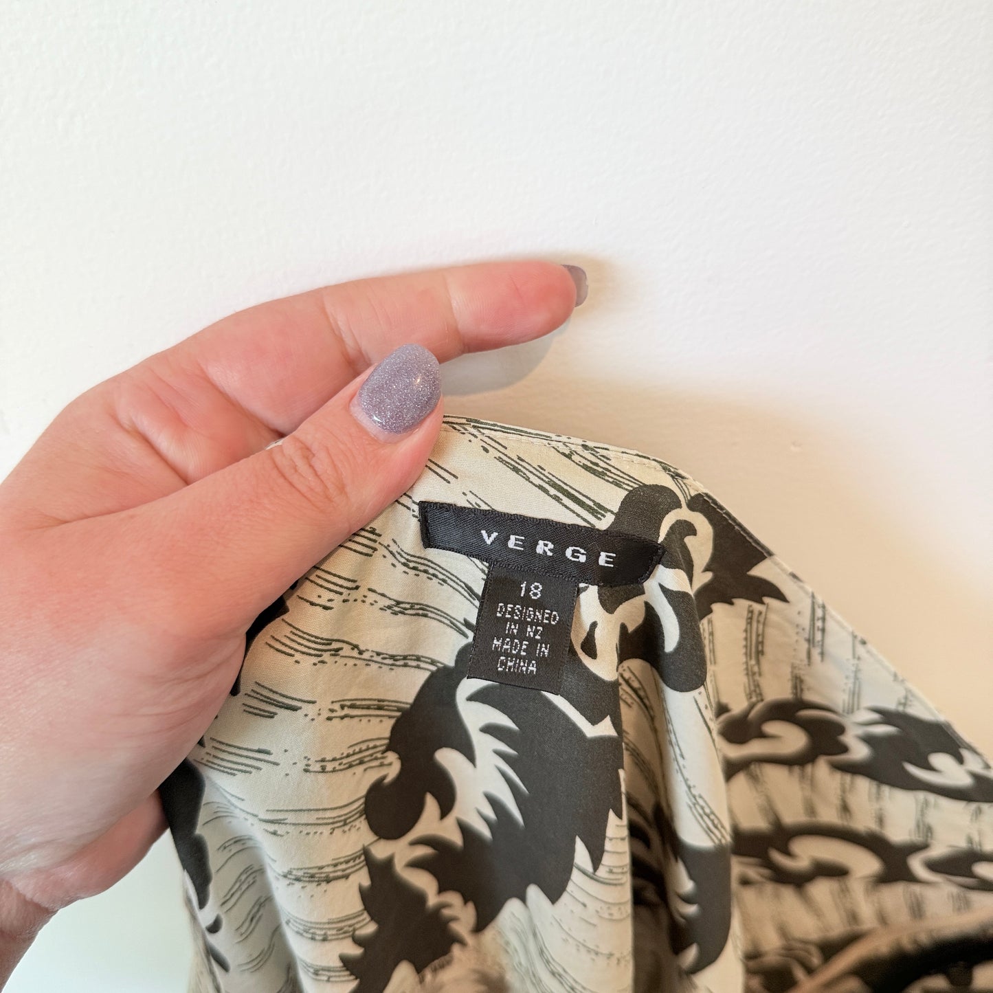 Verge Skirt in Black and Cream Abstract Print - Size 18