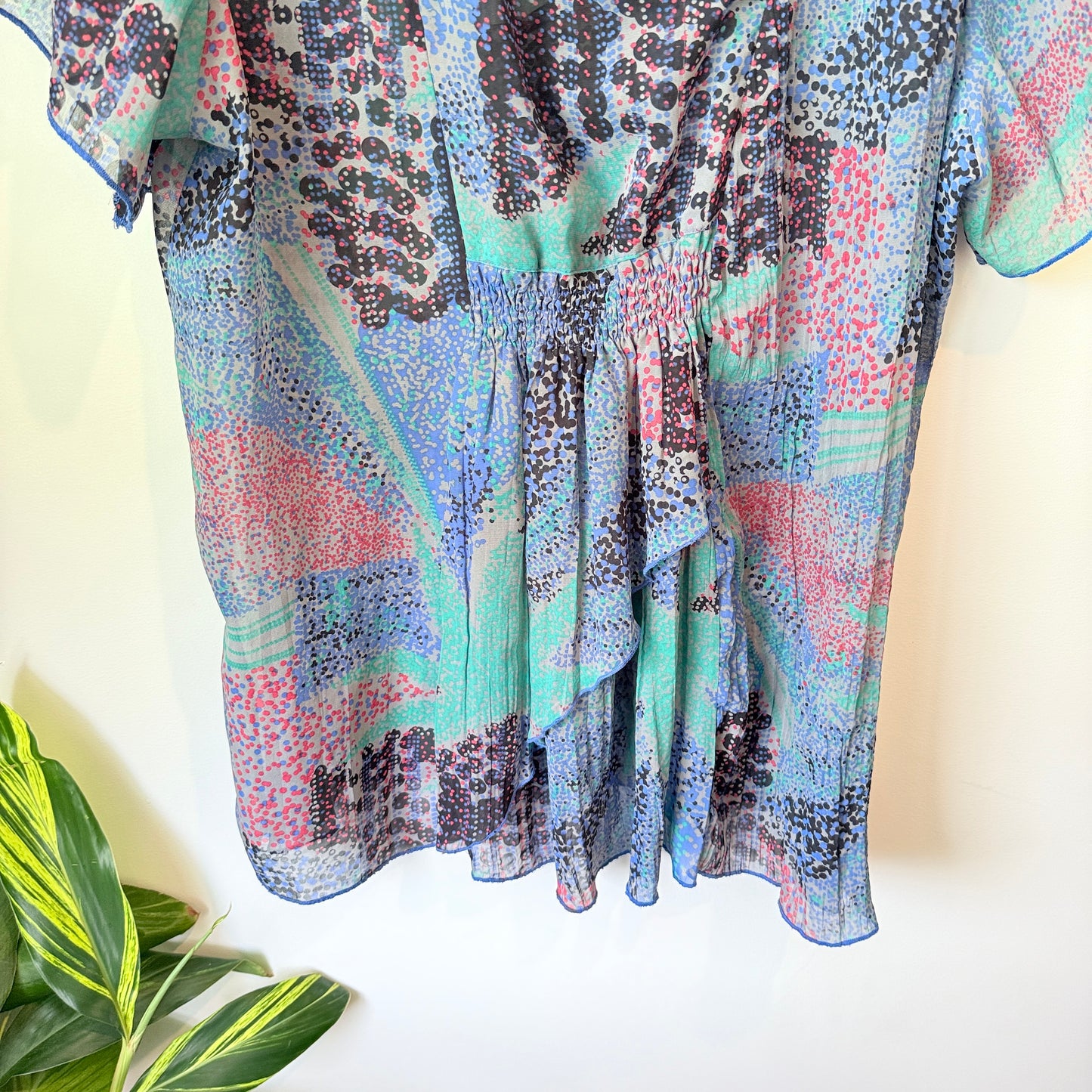 Yourself Blouse/Tunic in Blue/Pink Abstract Print - Size 20