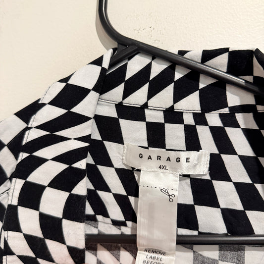 Garage Size U/Arm to U/Arm 70cm 4XL Checkerboard Print Short-Sleeve Shirt