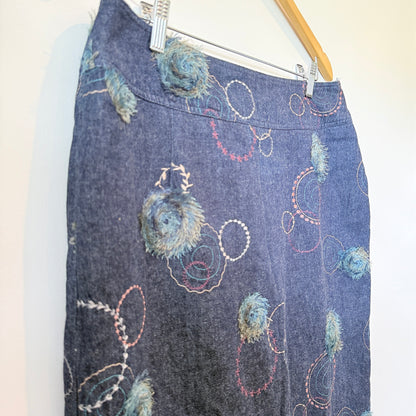 Klass Collection Denim Pencil Skirt Embroidered - Size 16