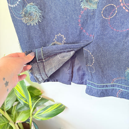 Klass Collection Denim Pencil Skirt Embroidered - Size 16