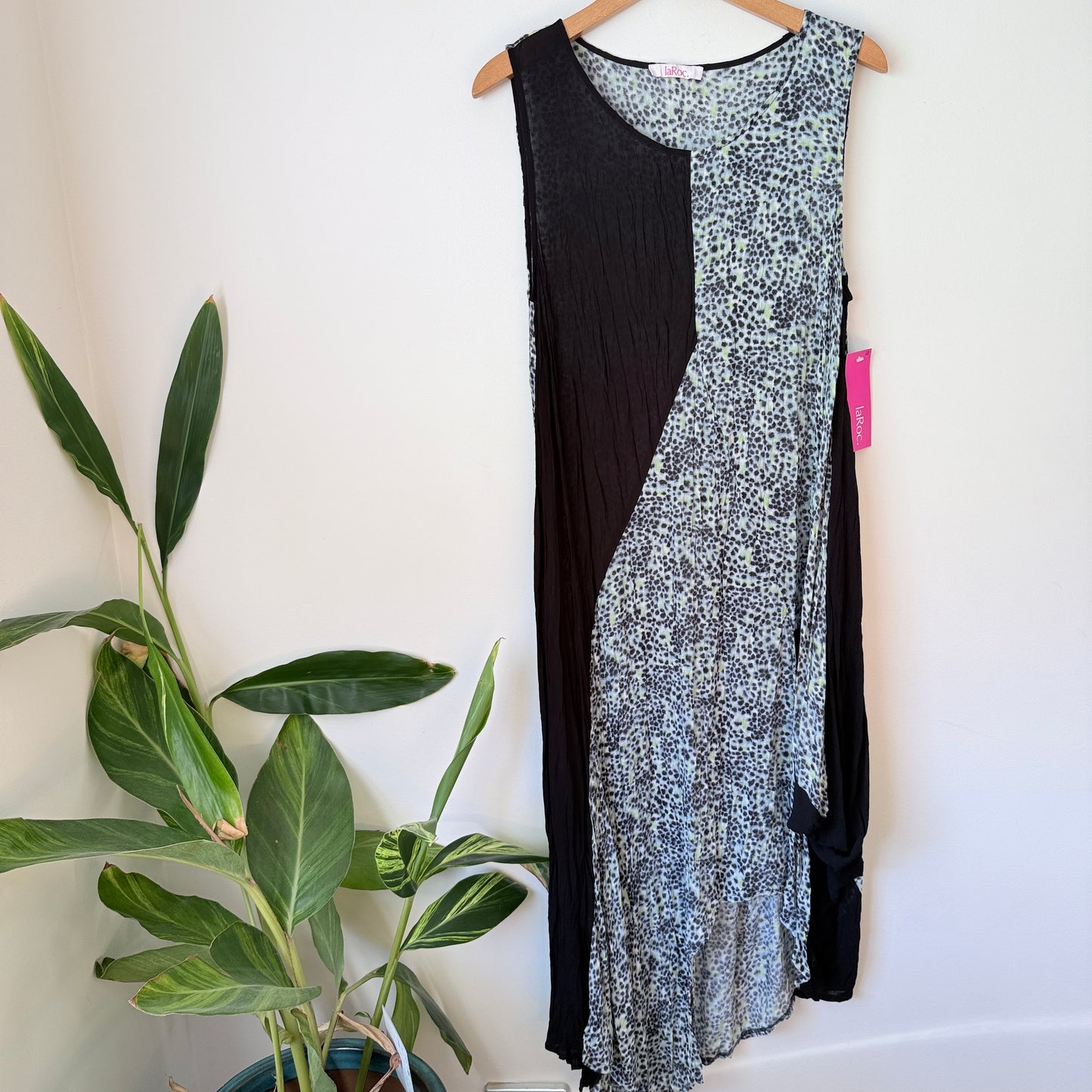 laRoc (NZ) Tokyo Slip Dress Black Leopard Print - 53cm U/arm to U/arm