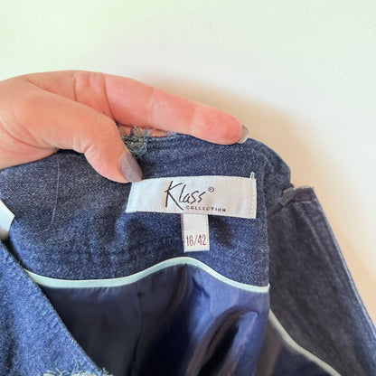 Klass Collection Denim Pencil Skirt Embroidered - Size 16