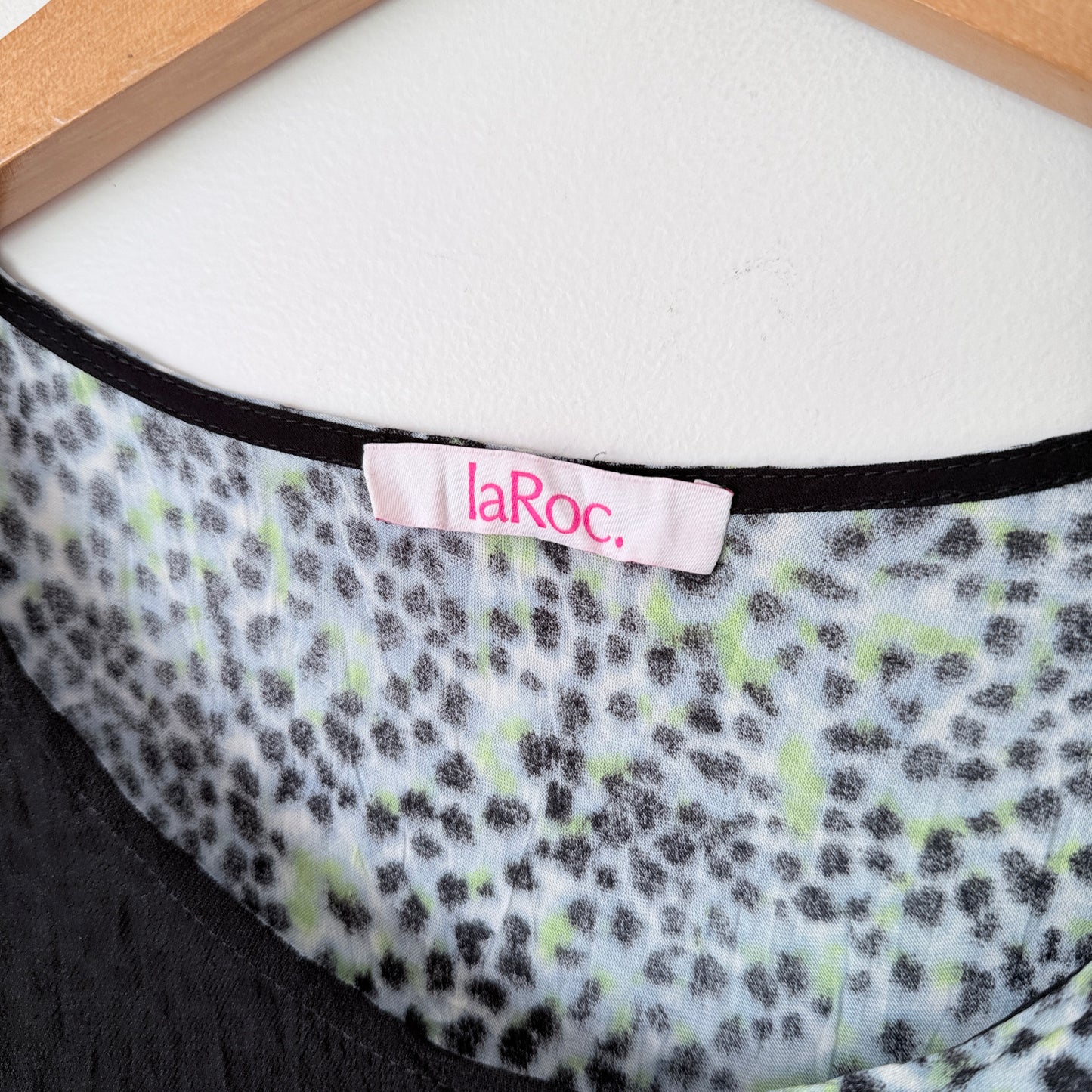 laRoc (NZ) Tokyo Slip Dress Black Leopard Print - 53cm U/arm to U/arm