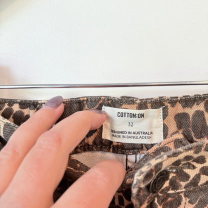 Cotton:On Mini Skirt Leopard Print - Size 32 (89cm Waist)