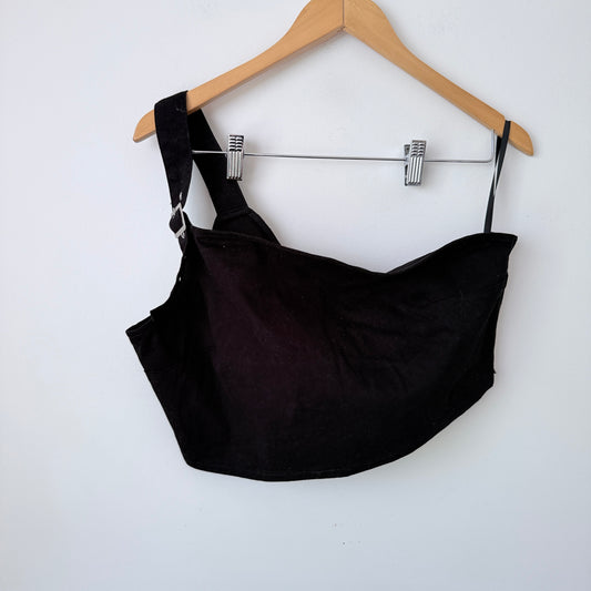 Dangerfield One Shoulder Buckle Top Black Size 16