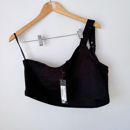 Dangerfield One Shoulder Buckle Top Black Size 16