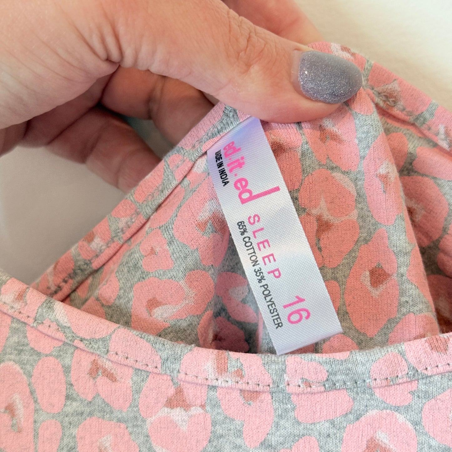 Edit.ed SLEEP Leopard Print Singlet Dress Pink/Grey Size 16