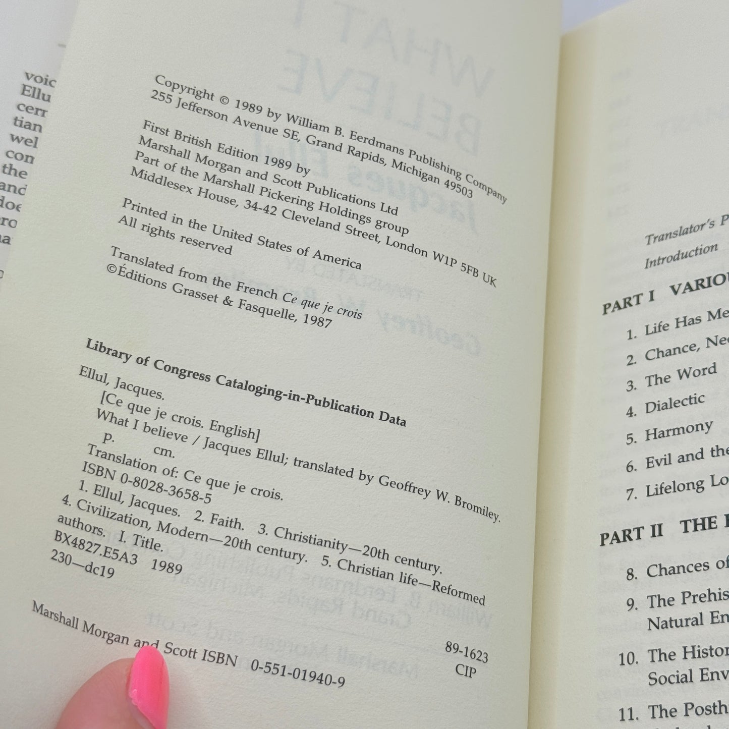 What I Believe by Jacques Ellul - 1st British Edition