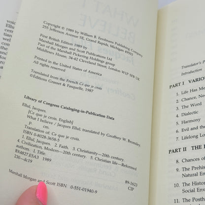 What I Believe by Jacques Ellul - 1st British Edition