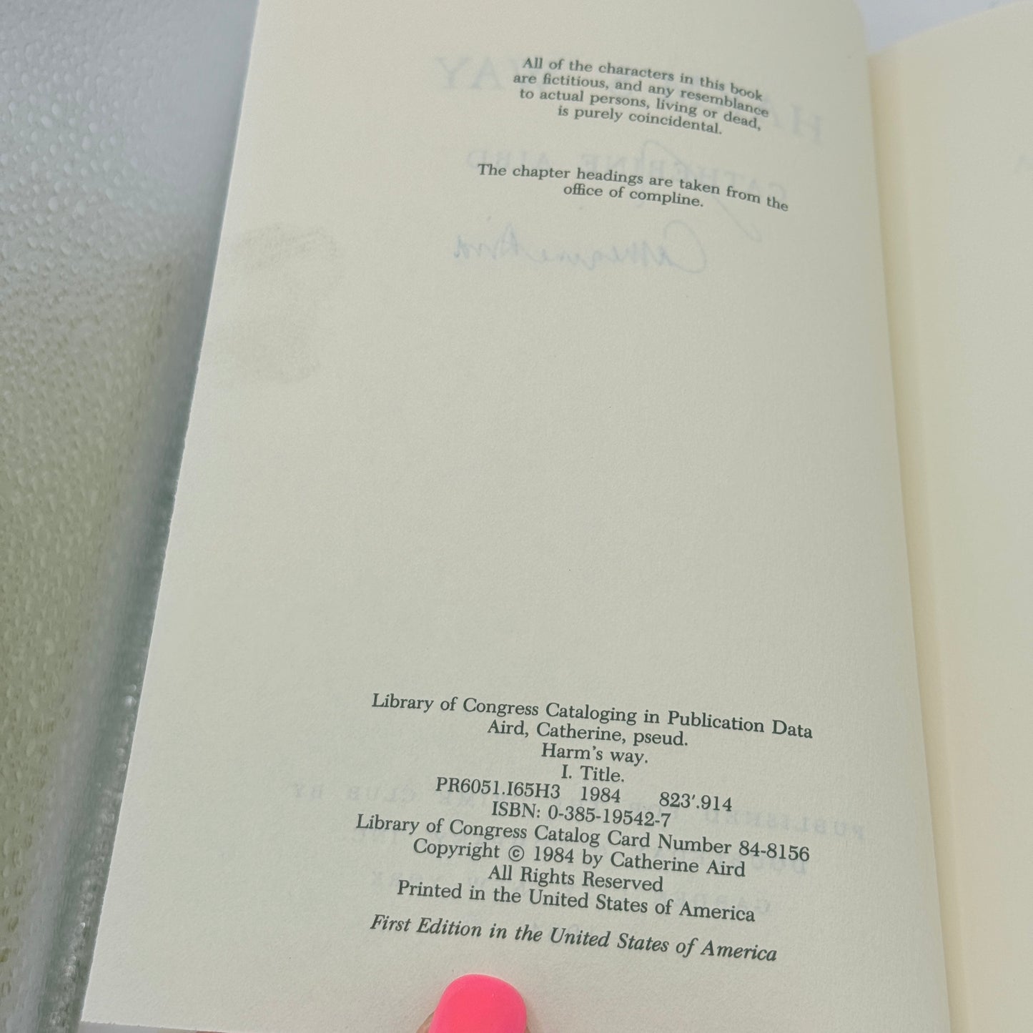 Harm's Way by Catherine Aird (1984 USA First Ed)