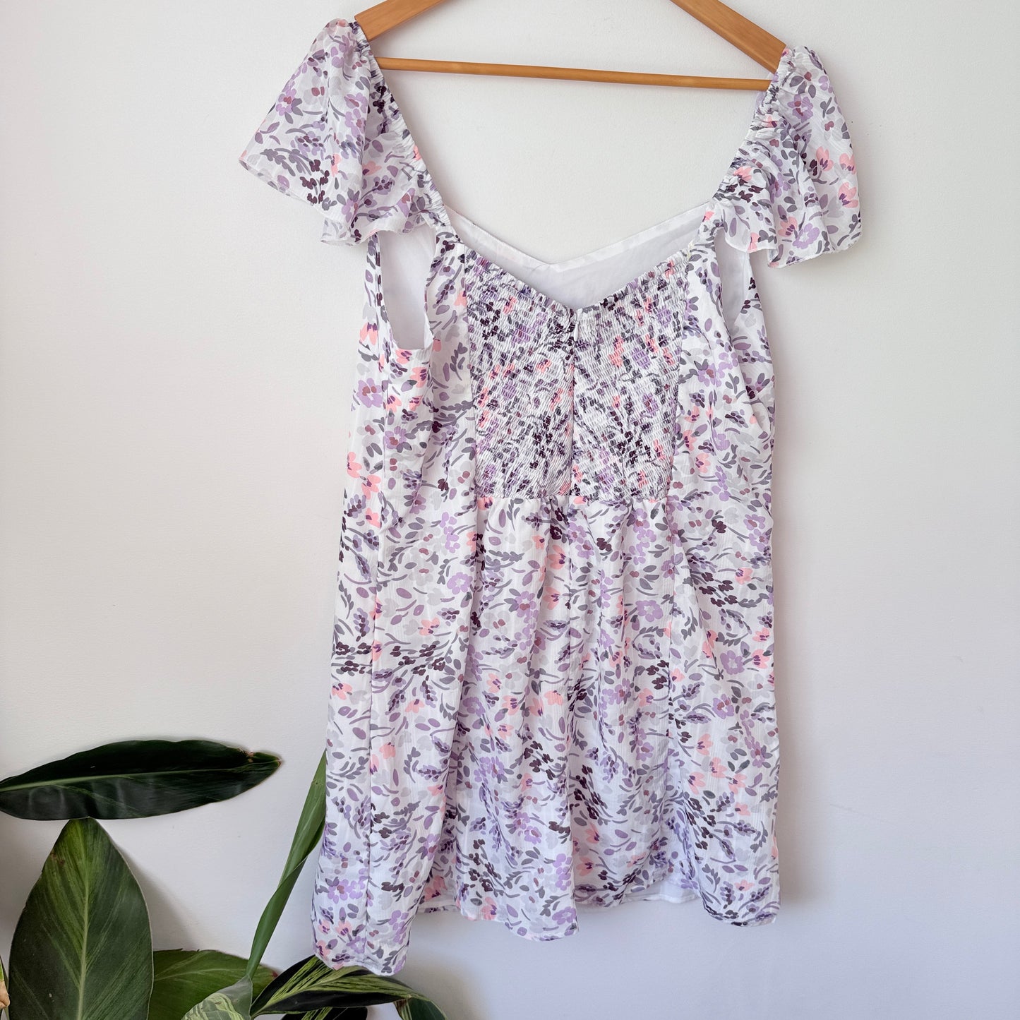 Dotti Floral Puff Sleeve Mini Dress Size 16