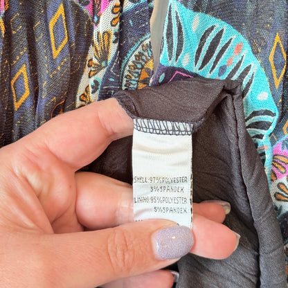 K&K Boho Print Crinkle Tunic Dress Black Multi - Size M