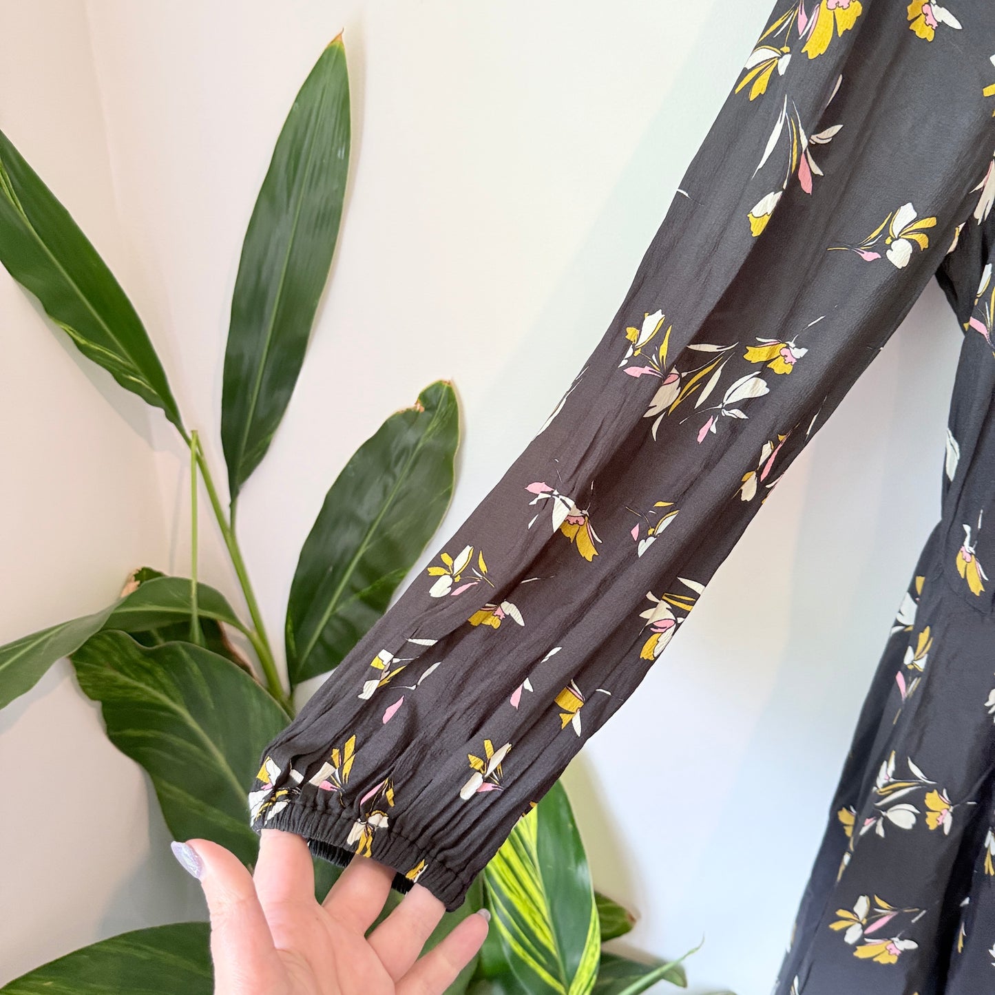 Country Road Floral Wrap Dress Black Multi Size 14