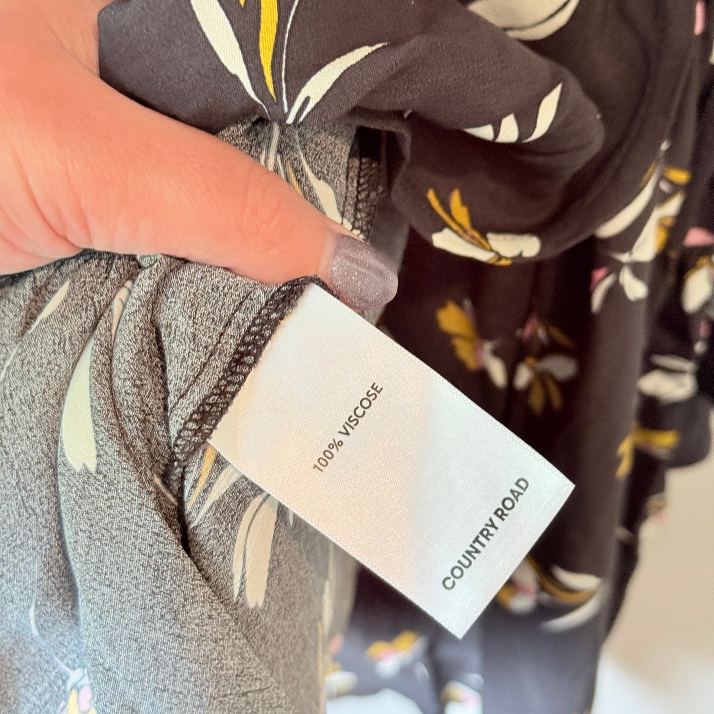 Country Road Floral Wrap Dress Black Multi Size 14