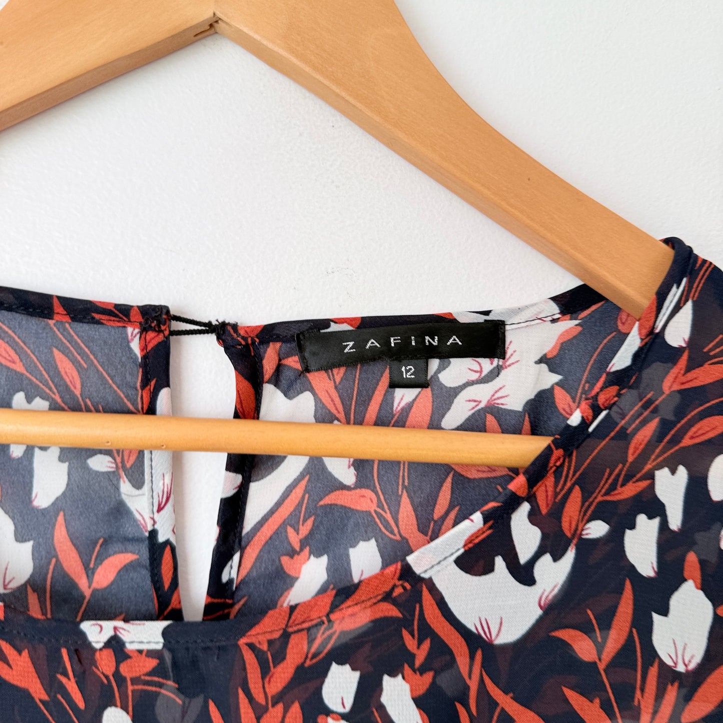 Zafina Size 12 Floral Print Long-Sleeve Blouse