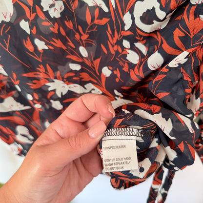 Zafina Size 12 Floral Print Long-Sleeve Blouse