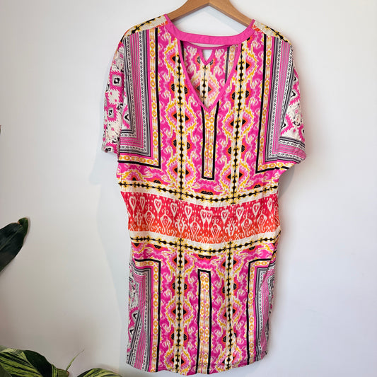 Size S Rayon Colorful Patterned Shift Dress