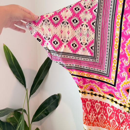 Size S Rayon Colorful Patterned Shift Dress