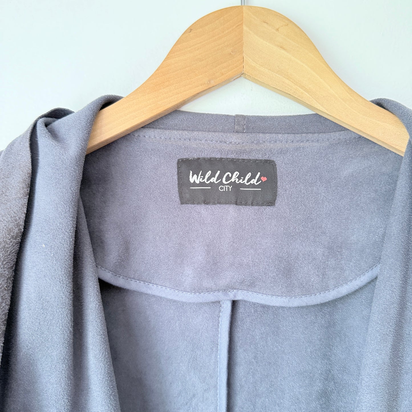 Wild Child City Draped Faux Suede Jacket - Grey - One Size