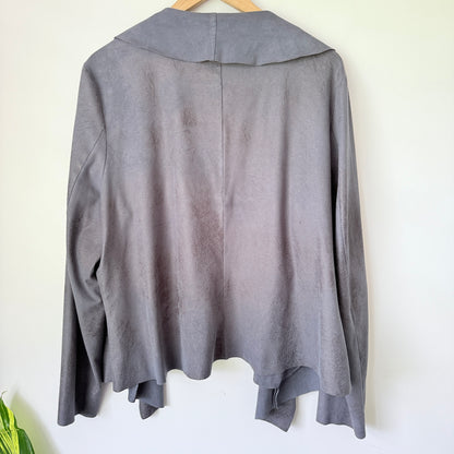 Wild Child City Draped Faux Suede Jacket - Grey - One Size