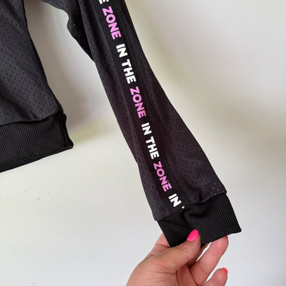 ACTIVE INTENT Cropped Mesh Hoodie Black & Pink - 12y