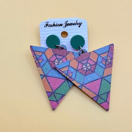 Geometric Pattern Statement Drop Earrings Multicolour