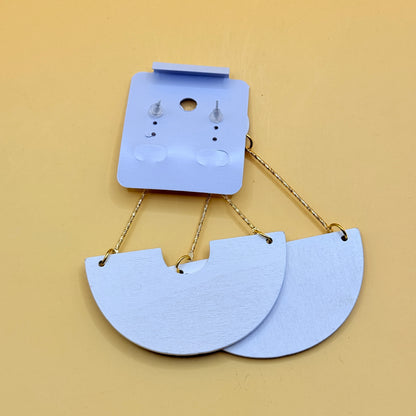 Boho Pattern Statement Drop Earrings Multicolour Fan Shape