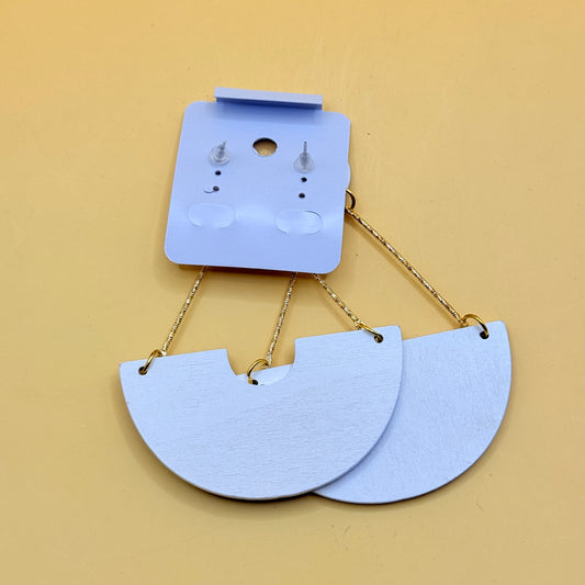 Boho Pattern Statement Drop Earrings Multicolour Fan Shape