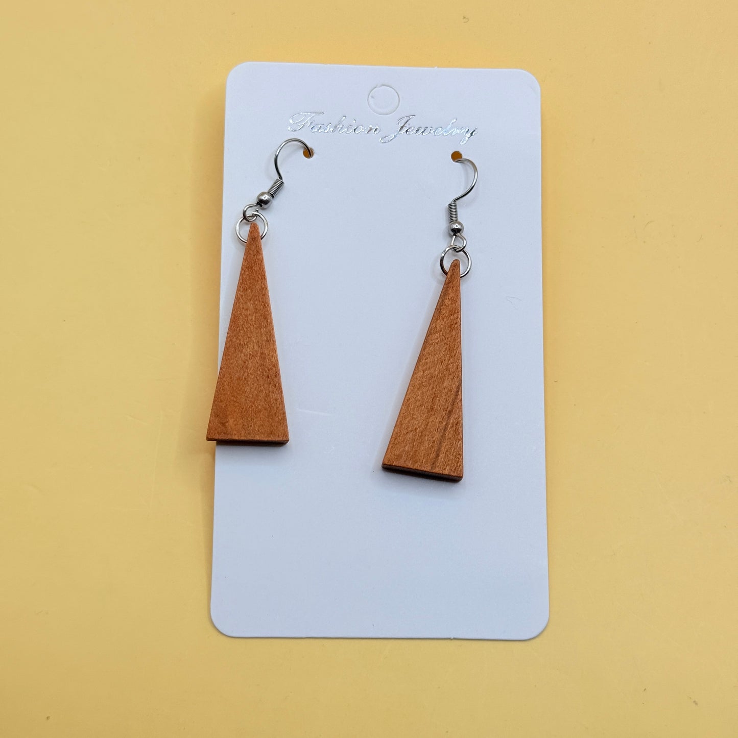Wooden Triangle Drop Earrings