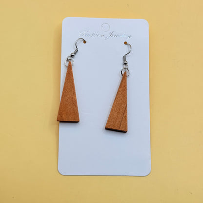 Wooden Triangle Drop Earrings