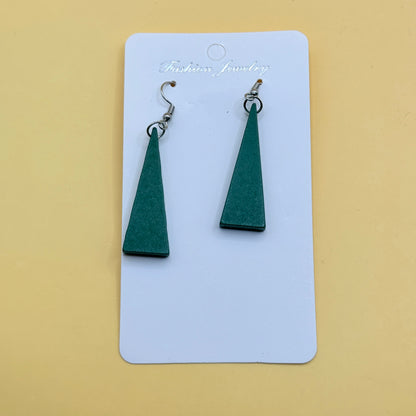Wooden Triangle Drop Earrings