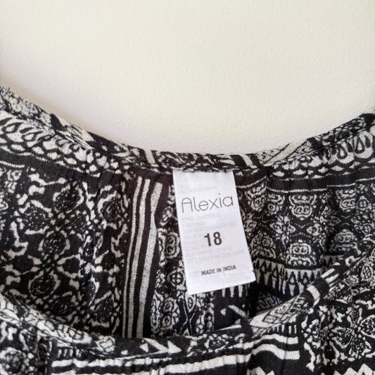 ALEXIA Patchwork Off Shoulder Top Black & White - 18