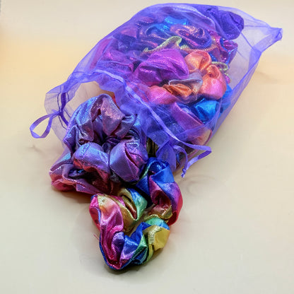 Holographic Rainbow Scrunchie Set