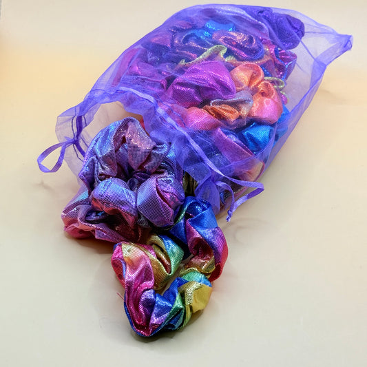 Holographic Rainbow Scrunchie Set