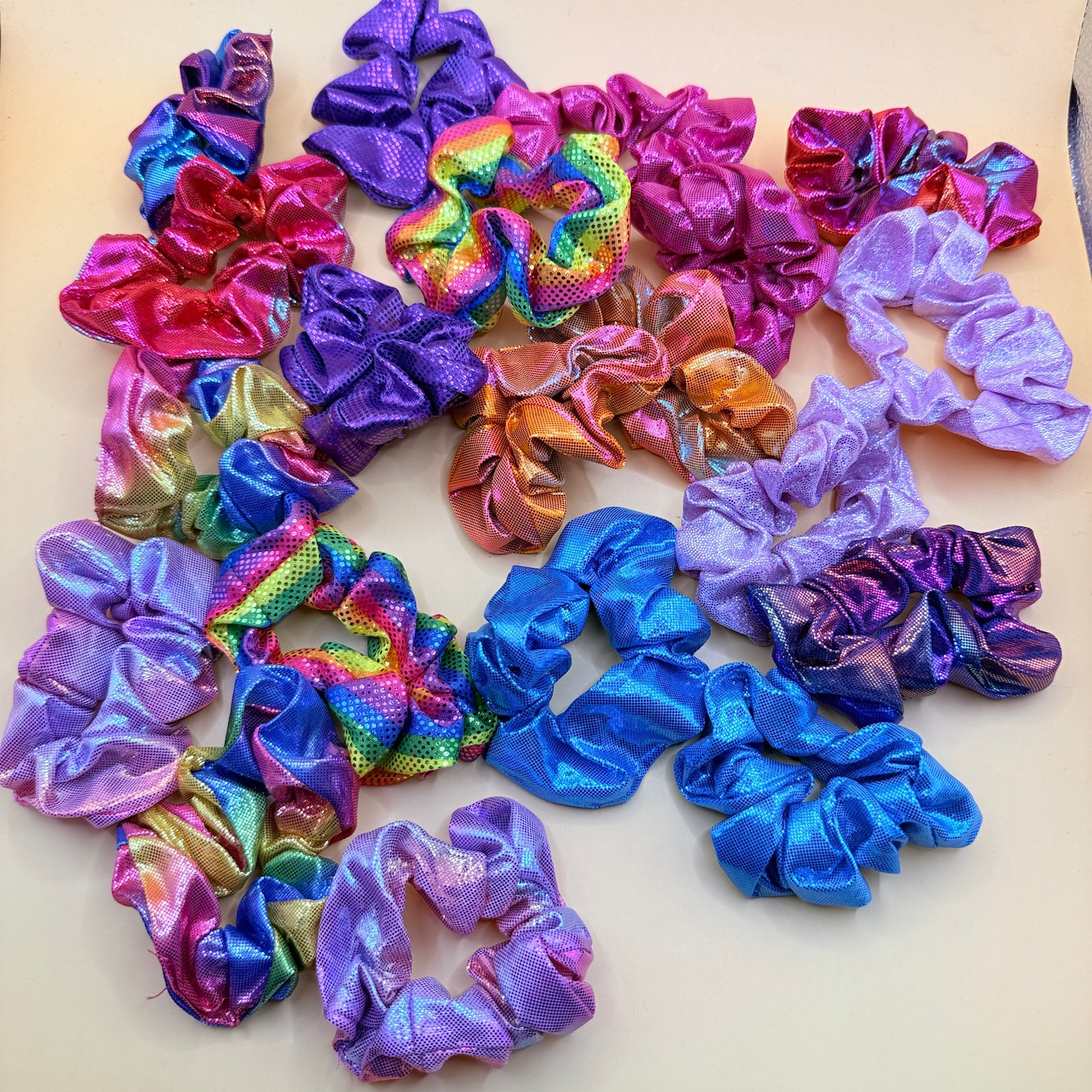 Holographic Rainbow Scrunchie Set