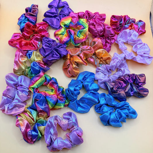 Holographic Rainbow Scrunchie Set