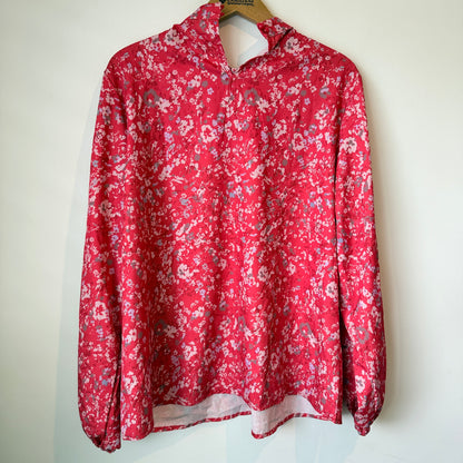 Brand Unknown XL Red Floral Print Long-Sleeve Blouse