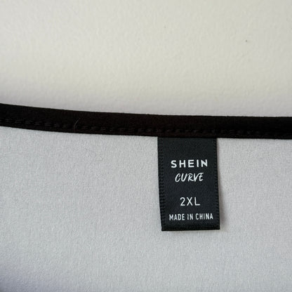 Shein Curve Size 2XL Black White Floral Print Dress Elastic Waist