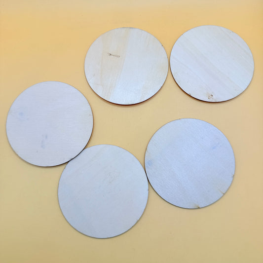 Cat Illustration Wooden Coaster Set – 5 Pieces