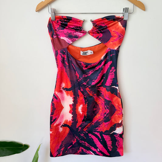 Tiger Mist Size S Multicolor Printed Strapless Mini Dress