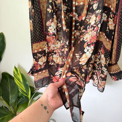 City Chic Size XXL Semi Sheer Floral Patchwork Print Blouse