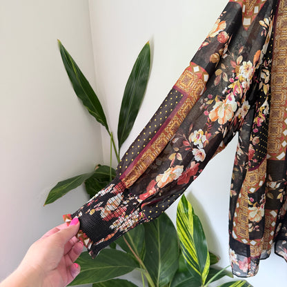 City Chic Size XXL Semi Sheer Floral Patchwork Print Blouse