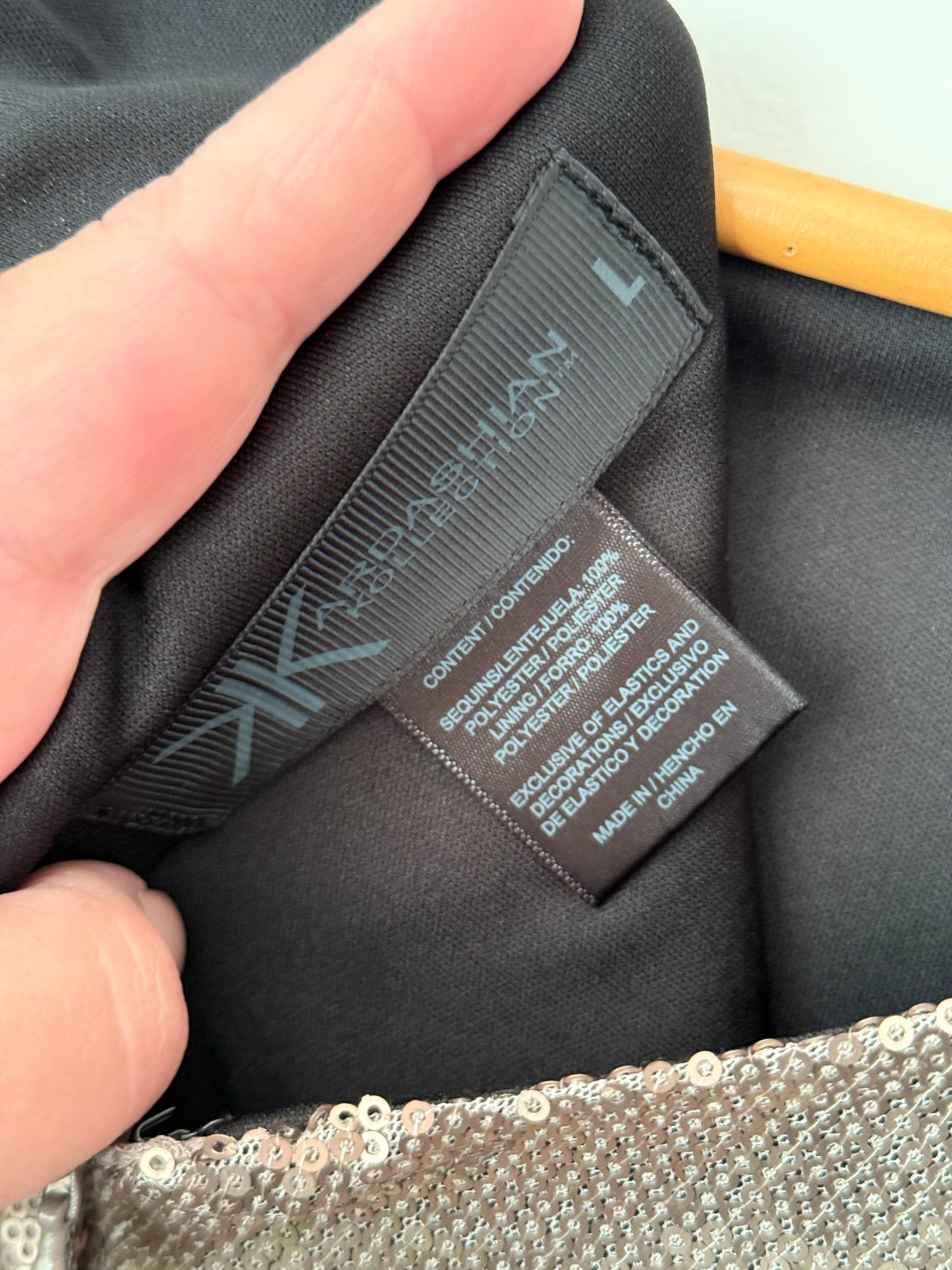 Kardashian Kollection Size L | Long-Sleeve Sequinned Mini Dress